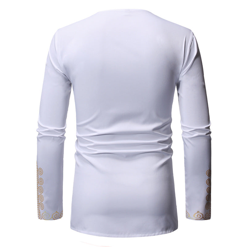 Men's Casual Long-sleeved Polyester Shirt Bronzing
